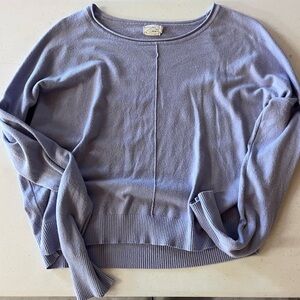 Purple Crew Neck Top with Relaxed Fit and Knit Material